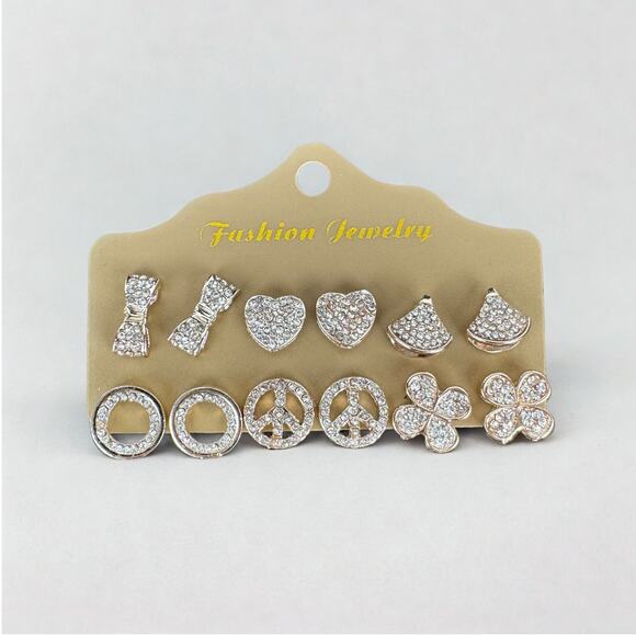 Sparkle & Shine Earring Set โ Rose Gold (6 Pairs) - Picture 1 of 2